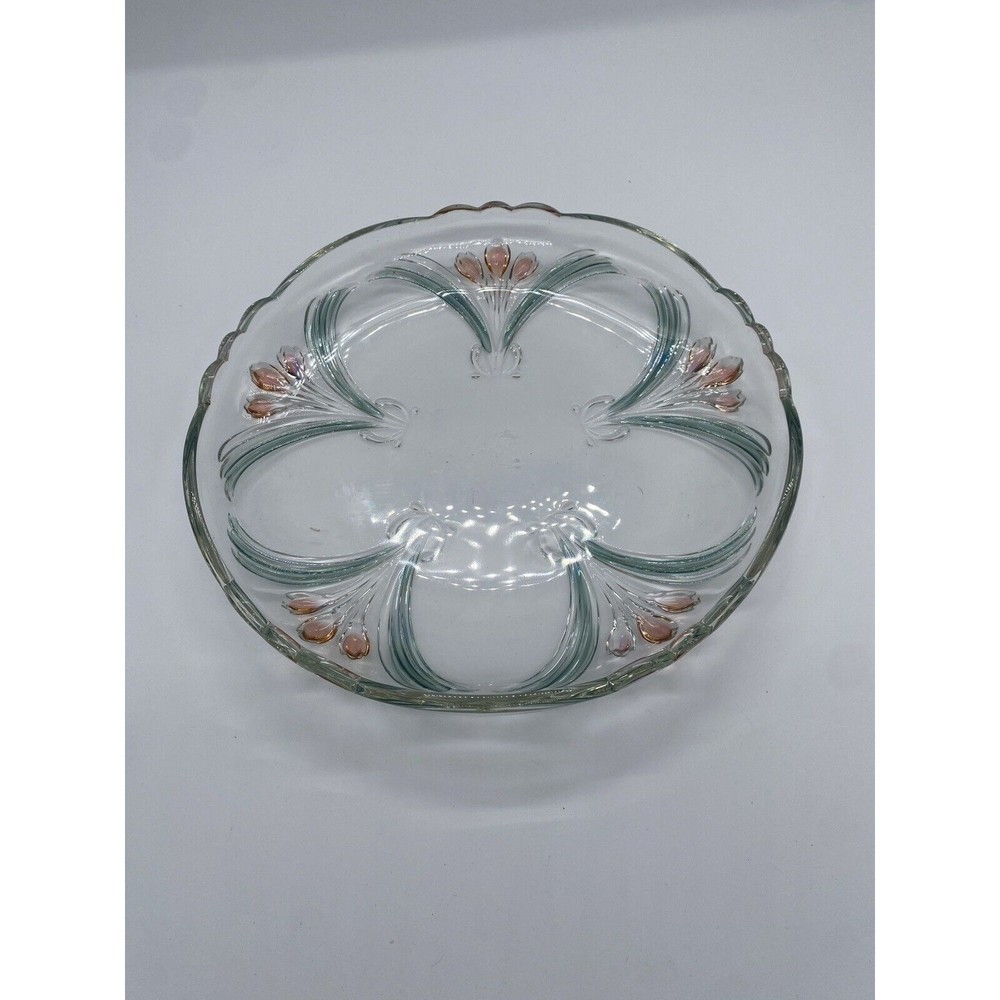 Mikasa French Floral Bouquet 12.5" Round Serving Glass Platter, Made in Germany